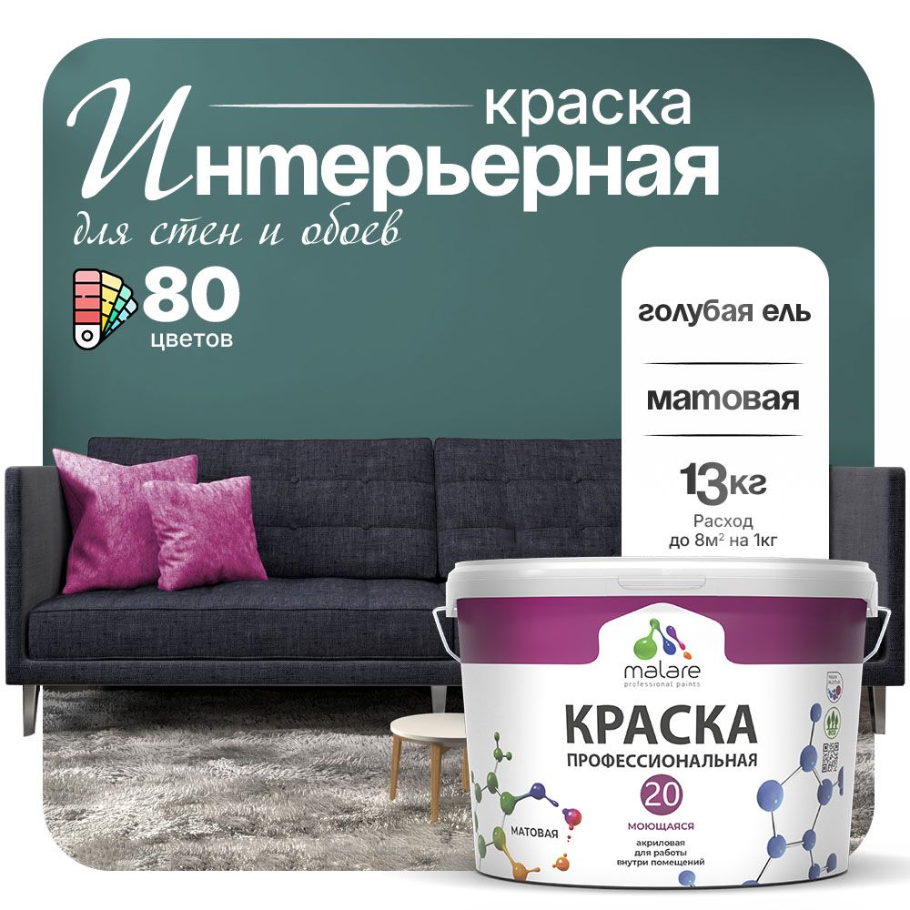 Акриловая краска для стен и обоев Malare ЕВРО 20
