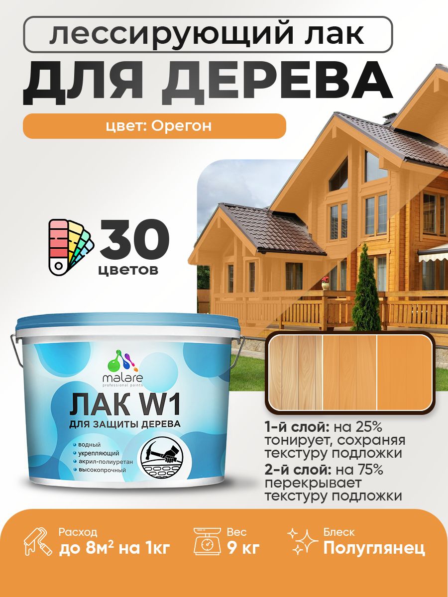 Акриловый водный колерованный лак для деревянных поверхностей Malare W1