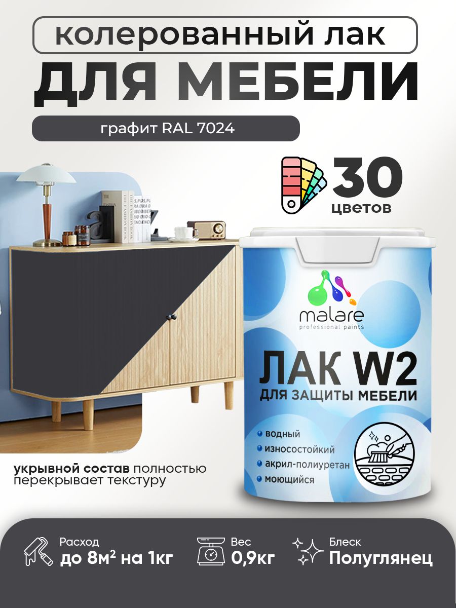 Акриловый водный колерованный лак для мебели и кухонных фасадов Malare W2