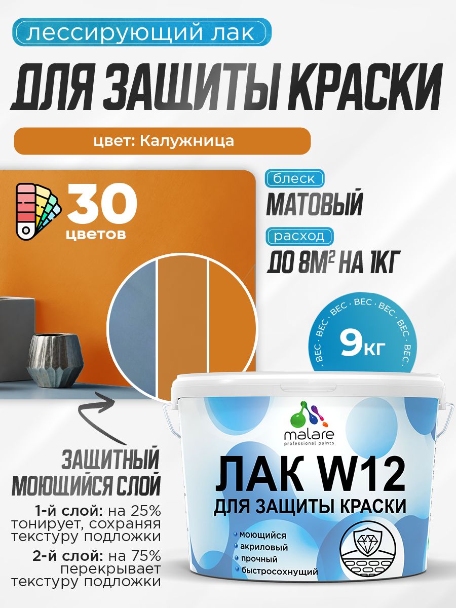 Акриловый водный колерованный лак для защиты краски Malare W12