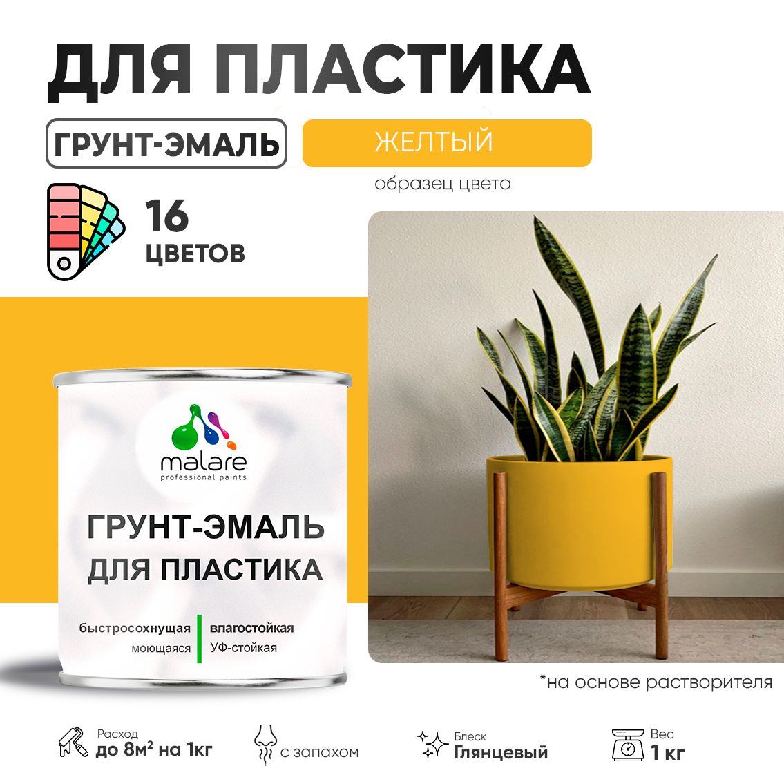 Акрилсополимерная грунт-эмаль 3 в 1 для пластиковых поверхностей Malare