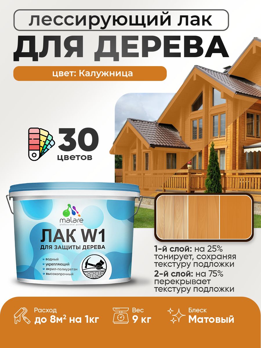 Акриловый водный колерованный лак для деревянных поверхностей Malare W1
