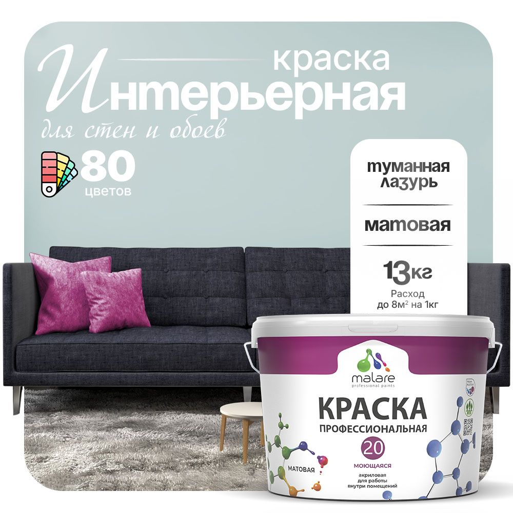 Акриловая краска для стен и обоев Malare ЕВРО 20