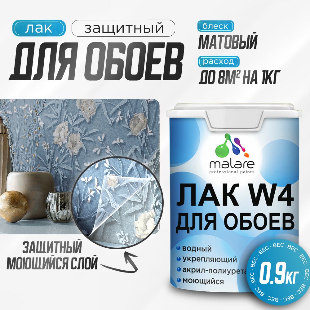 Акриловый водный лак для обоев Malare