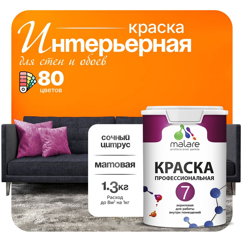Акриловая краска для стен и обоев Malare ЕВРО 3