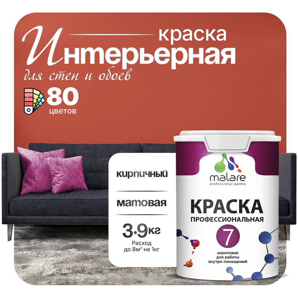 Акриловая краска для стен и обоев Malare ЕВРО 3