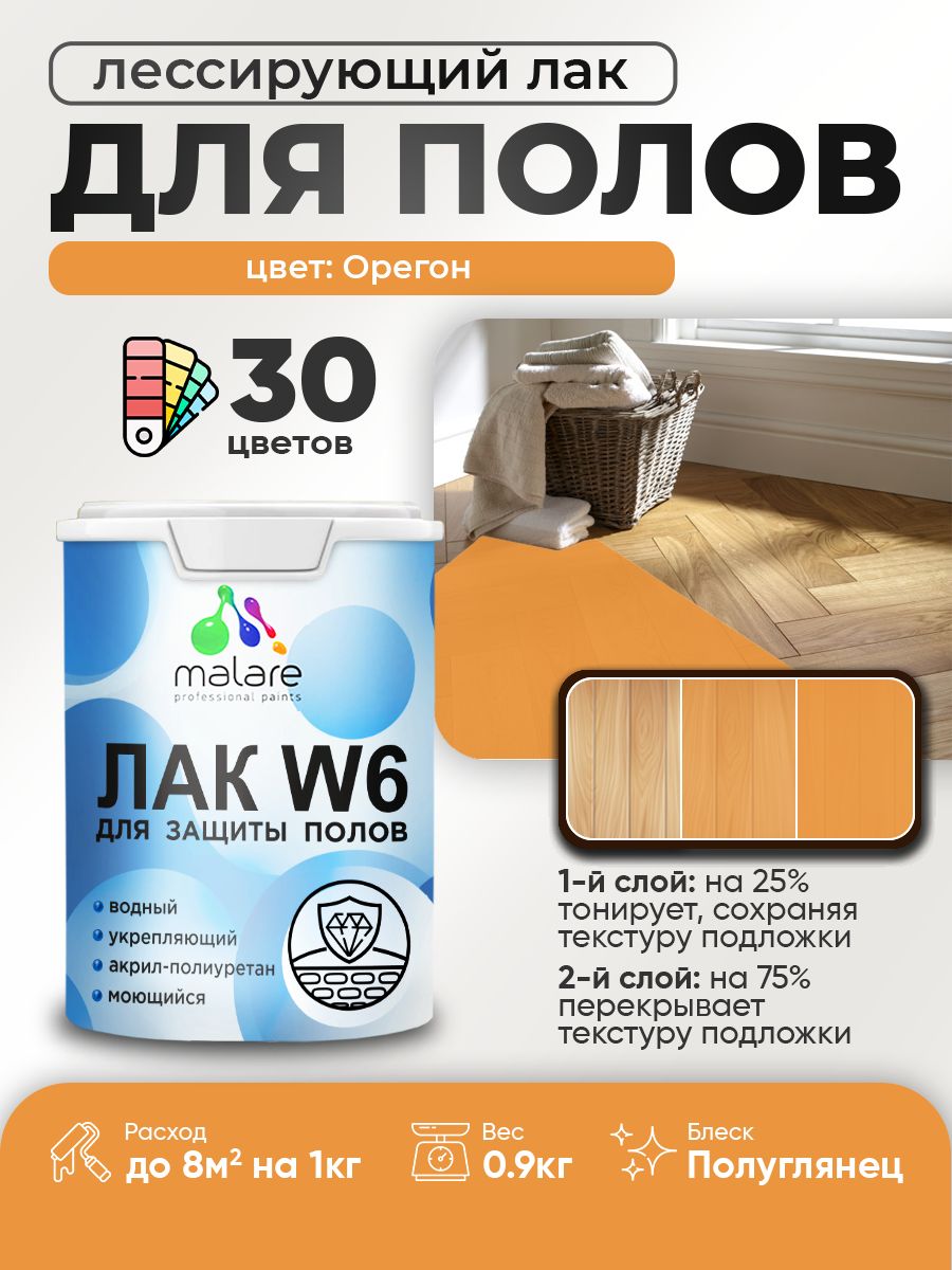 Акриловый водный колерованный лак для пола Malare W6