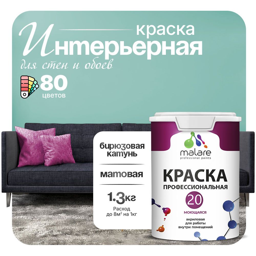 Акриловая краска для стен и обоев Malare ЕВРО 20