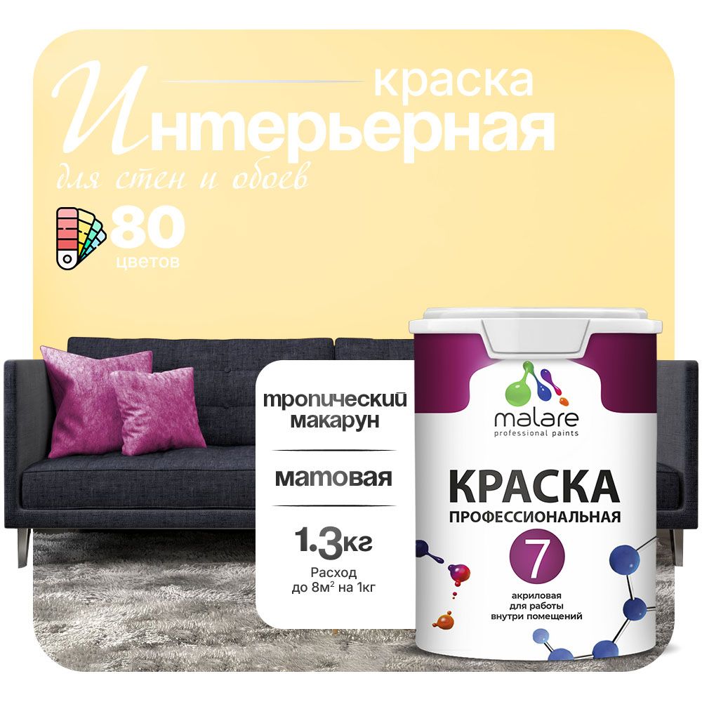 Акриловая краска для стен и обоев Malare ЕВРО 3
