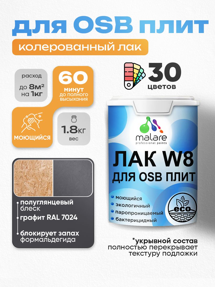 Акриловый водный колерованный лак для ОСБ плит Malare W8