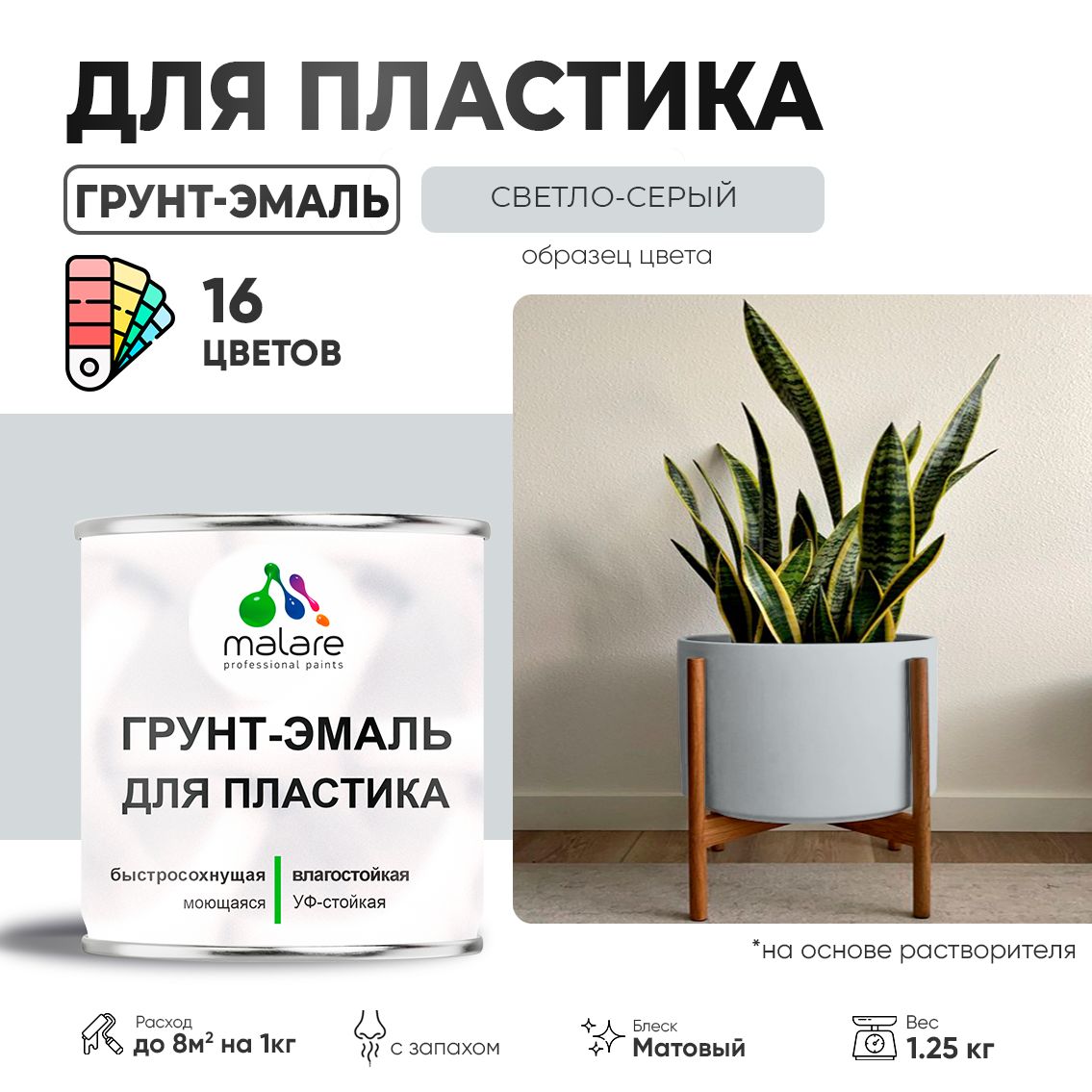 Акрилсополимерная грунт-эмаль 3 в 1 для пластиковых поверхностей Malare