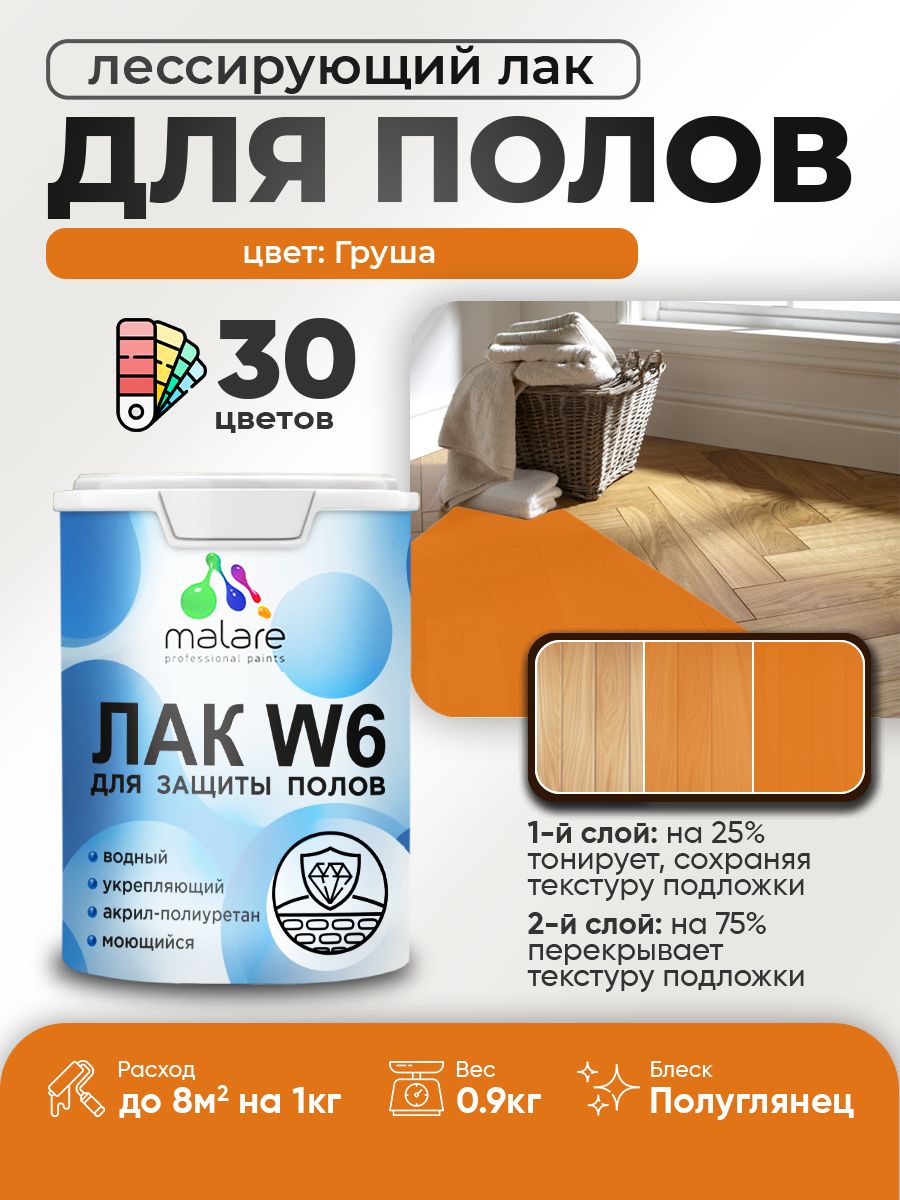 Акриловый водный колерованный лак для пола Malare W6