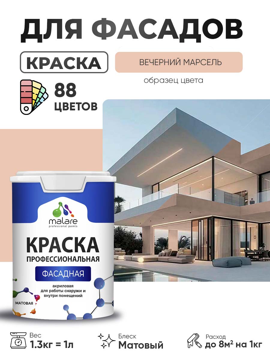Акриловая фасадная профессиональная краска Malare