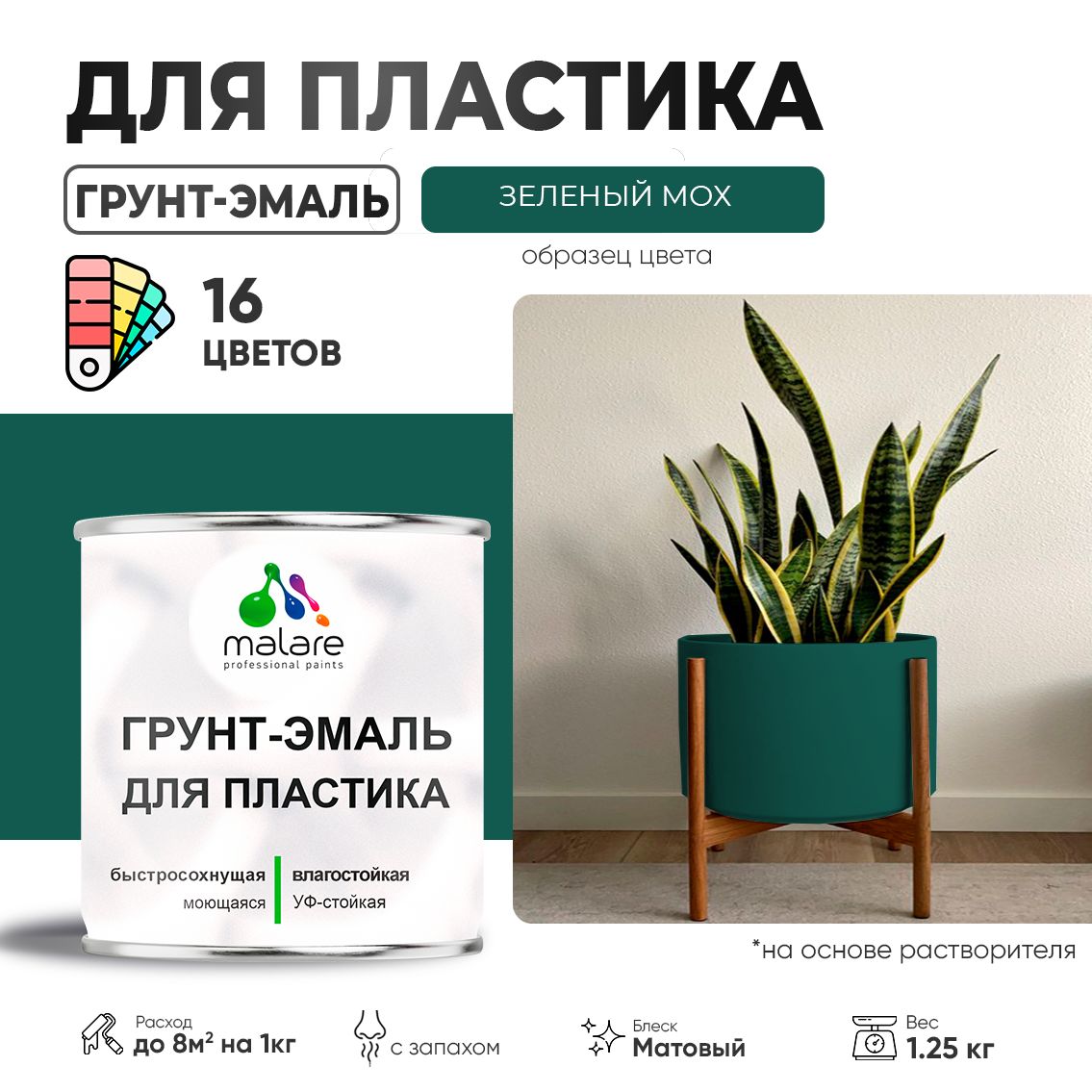Акрилсополимерная грунт-эмаль 3 в 1 для пластиковых поверхностей Malare