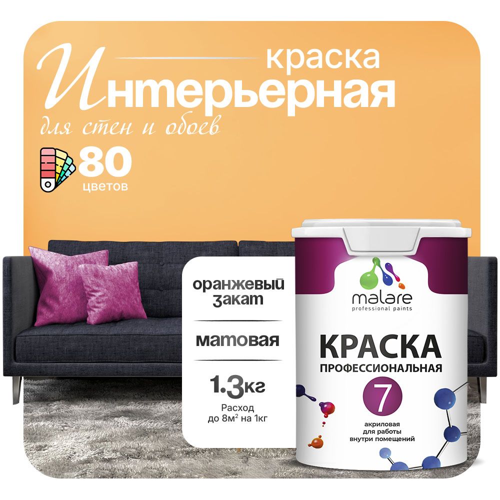 Акриловая краска для стен и обоев Malare ЕВРО 3