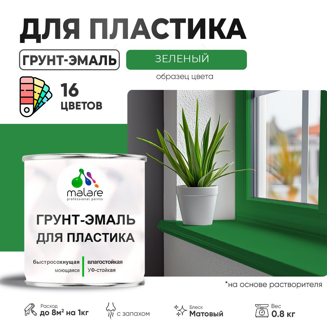 Акрилсополимерная грунт-эмаль 3 в 1 для пластиковых поверхностей Malare
