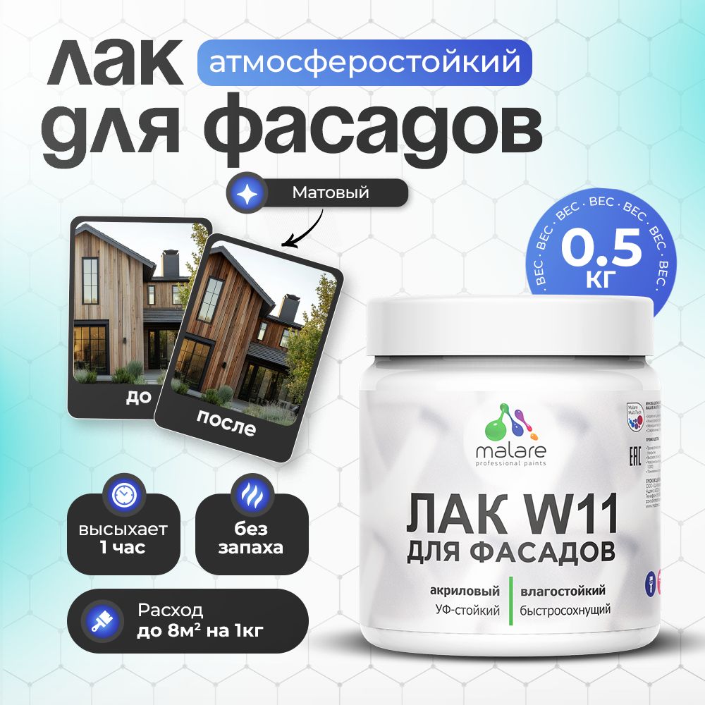 Акриловый водный фасадный лак Malare W11