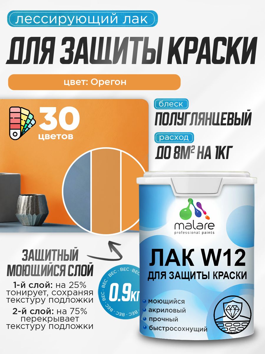 Акриловый водный колерованный лак для защиты краски Malare W12