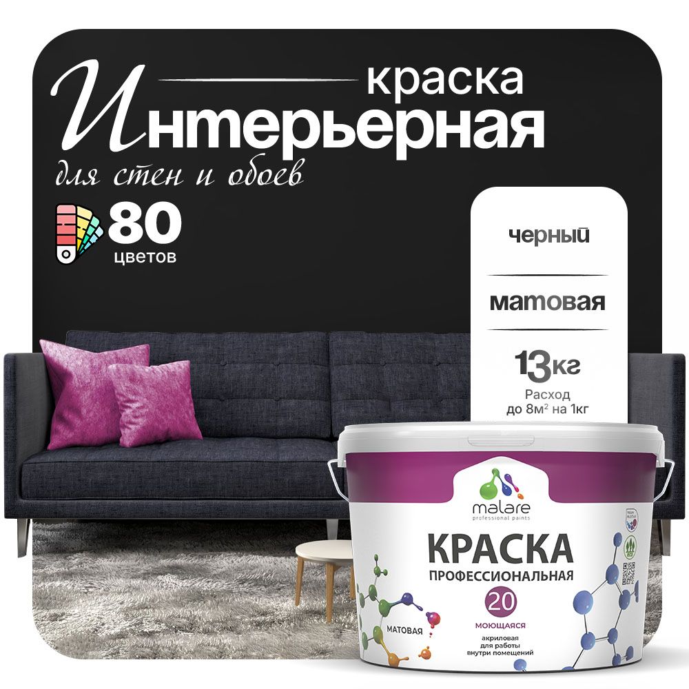Акриловая краска для стен и обоев Malare ЕВРО 20