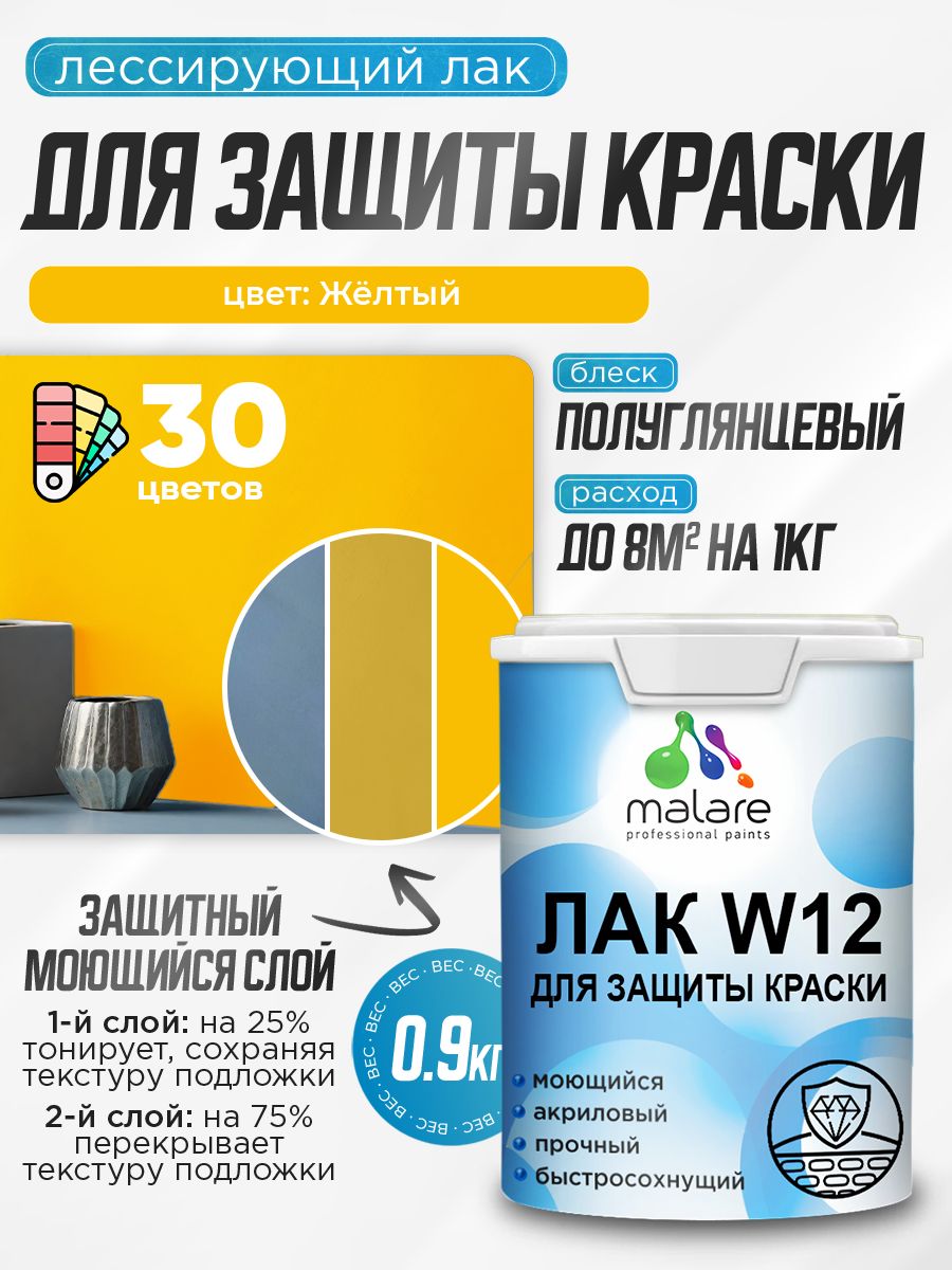 Акриловый водный колерованный лак для защиты краски Malare W12