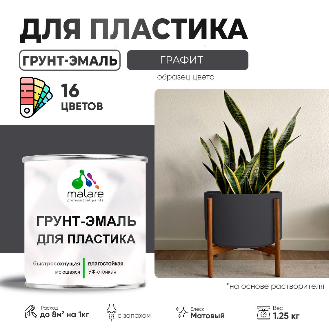 Акрилсополимерная грунт-эмаль 3 в 1 для пластиковых поверхностей Malare