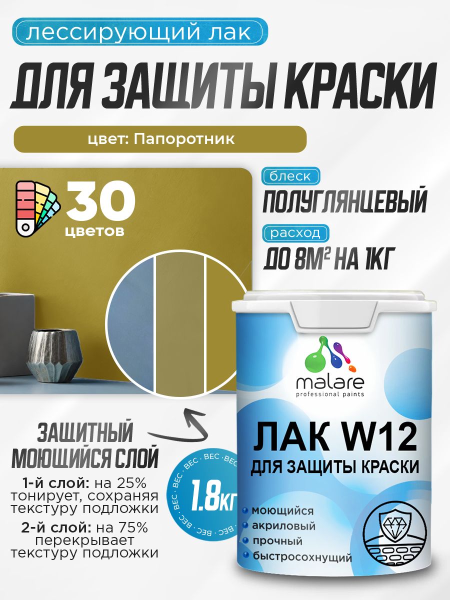 Акриловый водный колерованный лак для защиты краски Malare W12