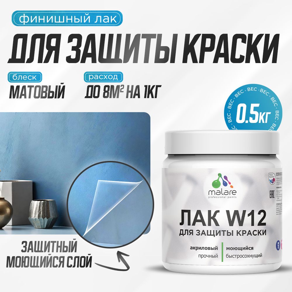 Акриловый водный лак для защиты краски Malare W12
