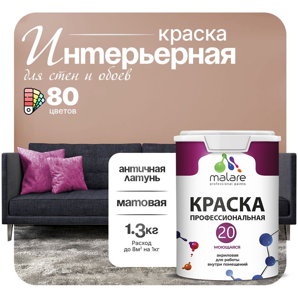 Акриловая краска для стен и обоев Malare ЕВРО 20