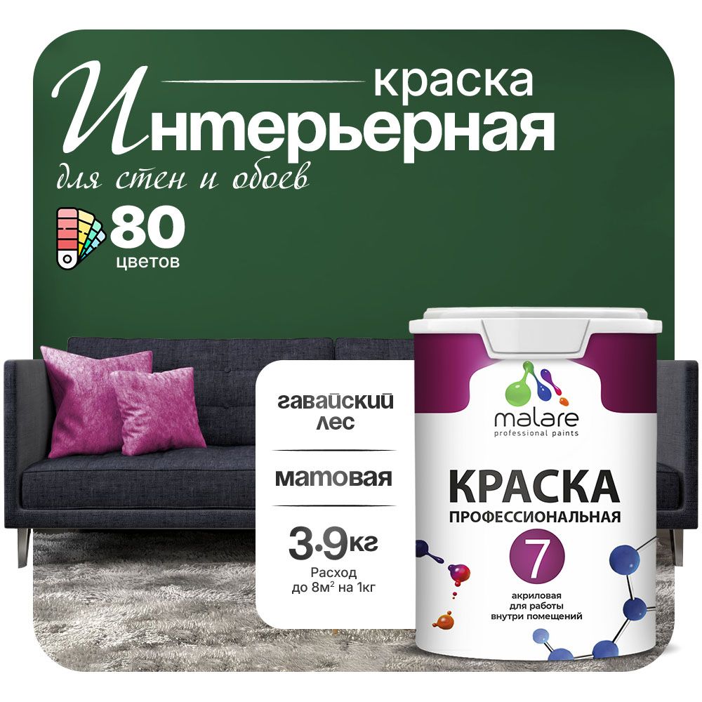 Акриловая краска для стен и обоев Malare ЕВРО 3