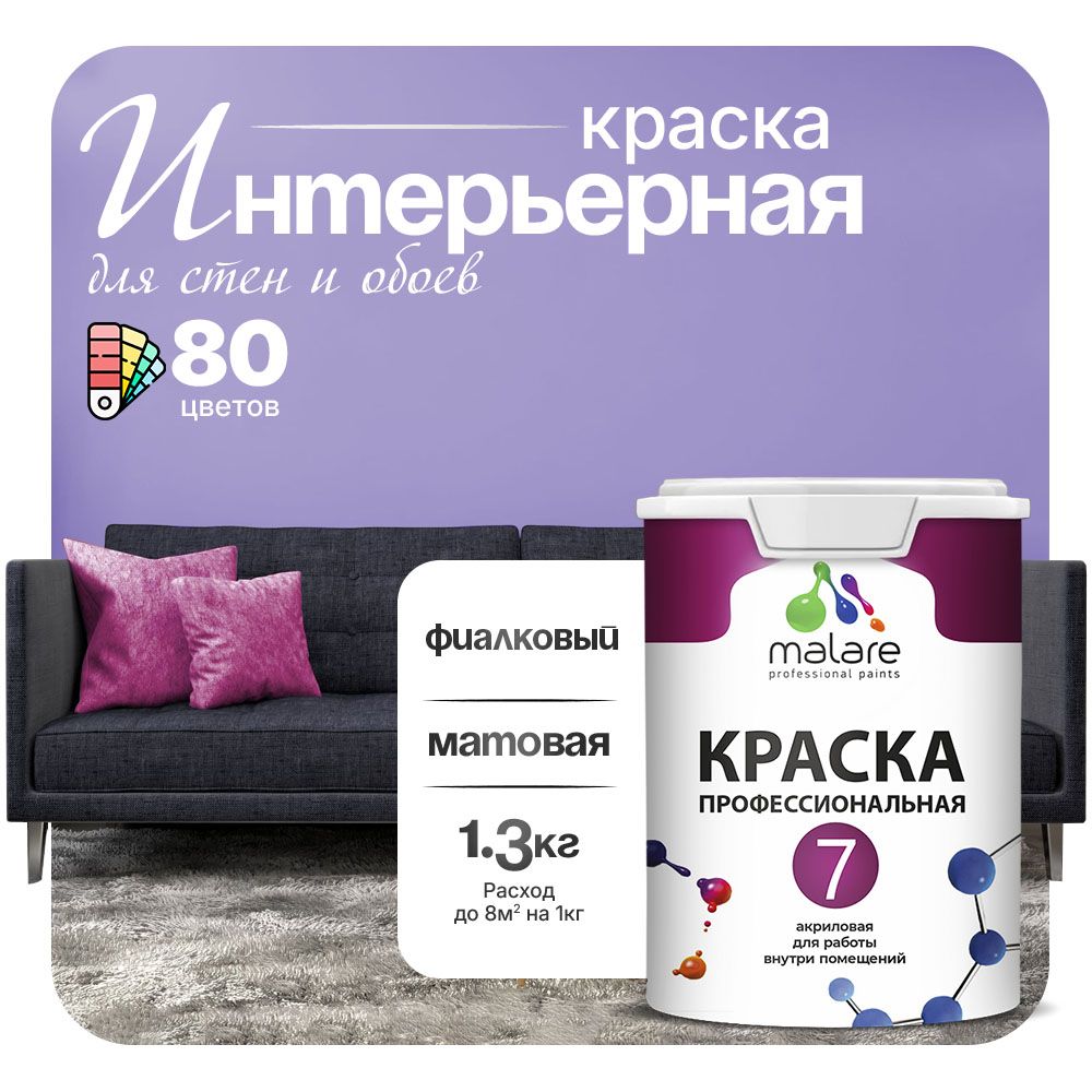 Акриловая краска для стен и обоев Malare ЕВРО 3