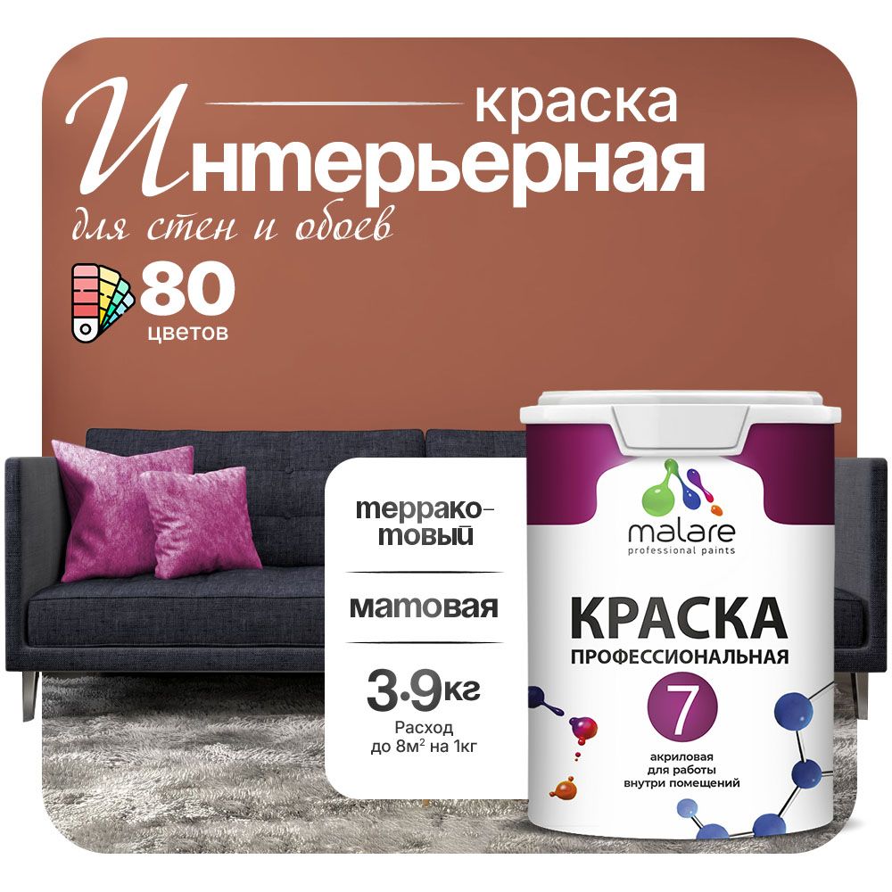 Акриловая краска для стен и обоев Malare ЕВРО 3
