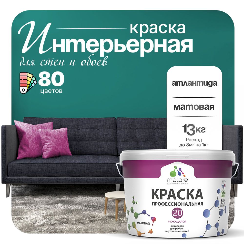 Акриловая краска для стен и обоев Malare ЕВРО 20