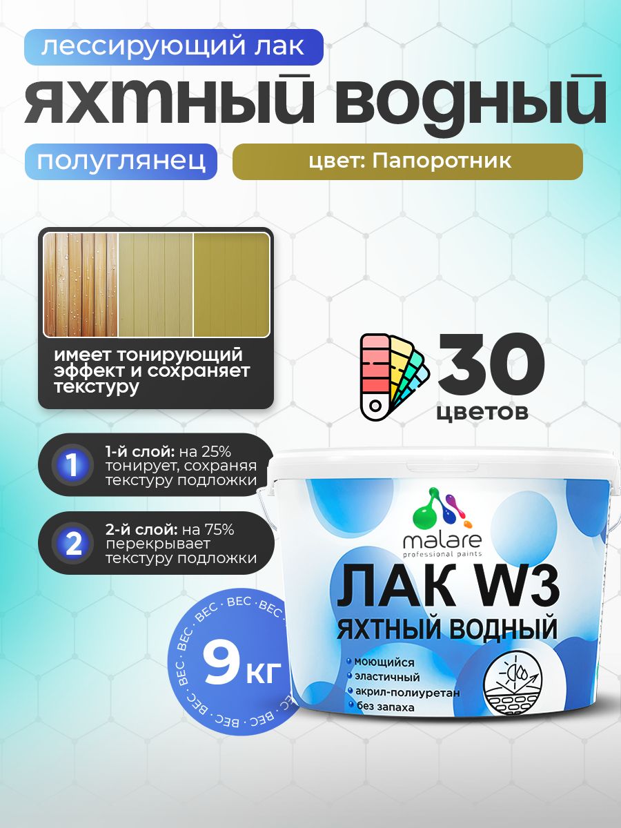 Акриловый водный колерованный яхтный лак Malare W3