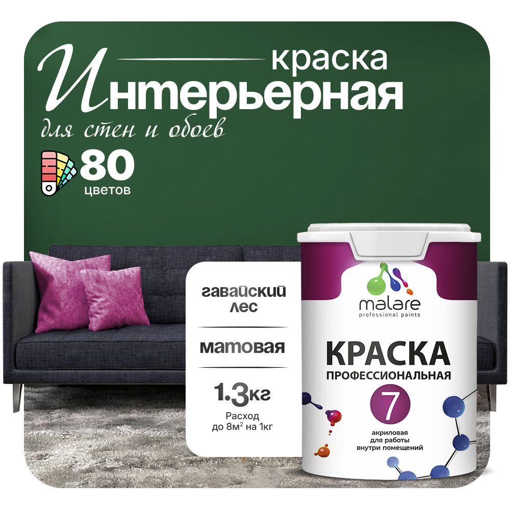 Акриловая краска для стен и обоев Malare ЕВРО 3
