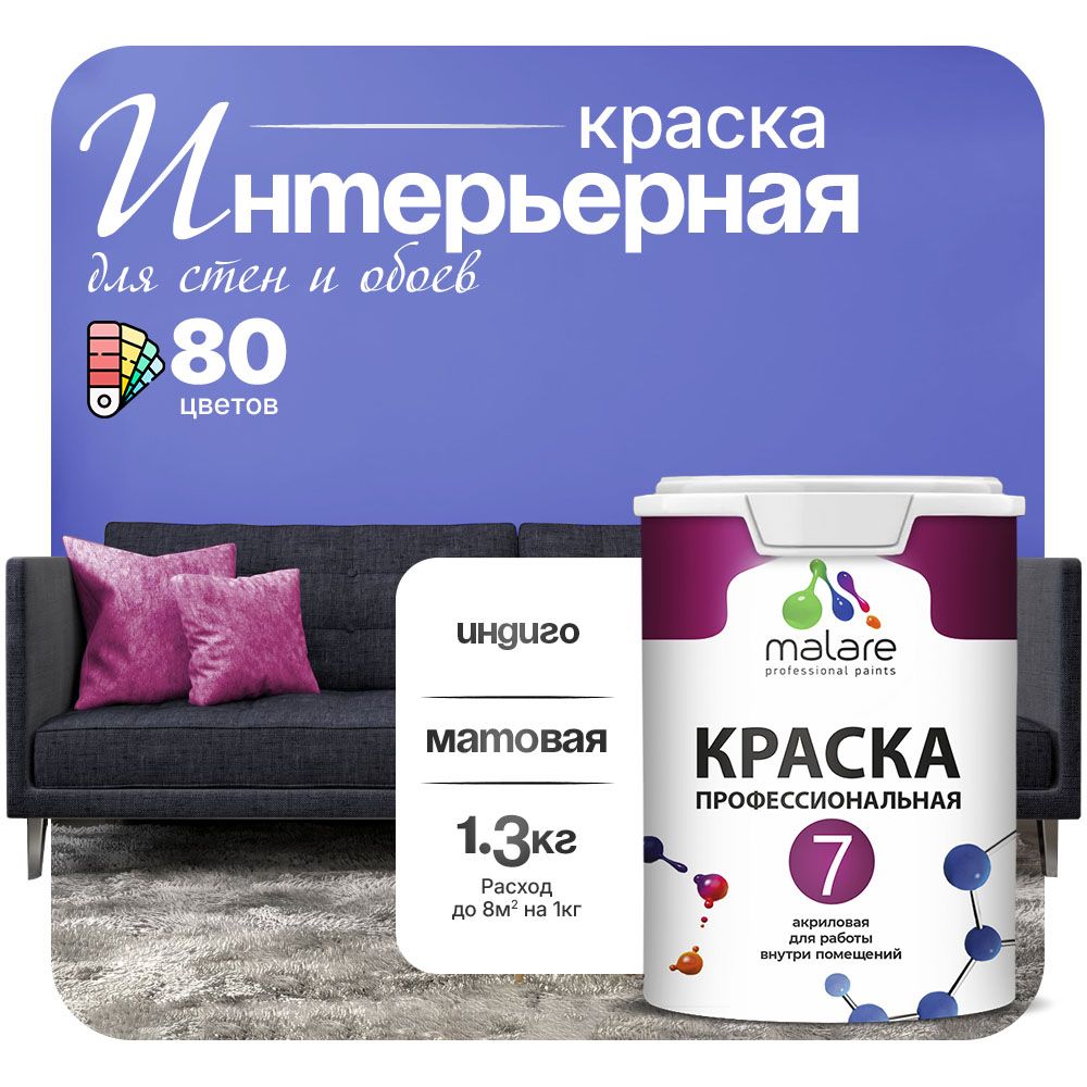 Акриловая краска для стен и обоев Malare ЕВРО 3