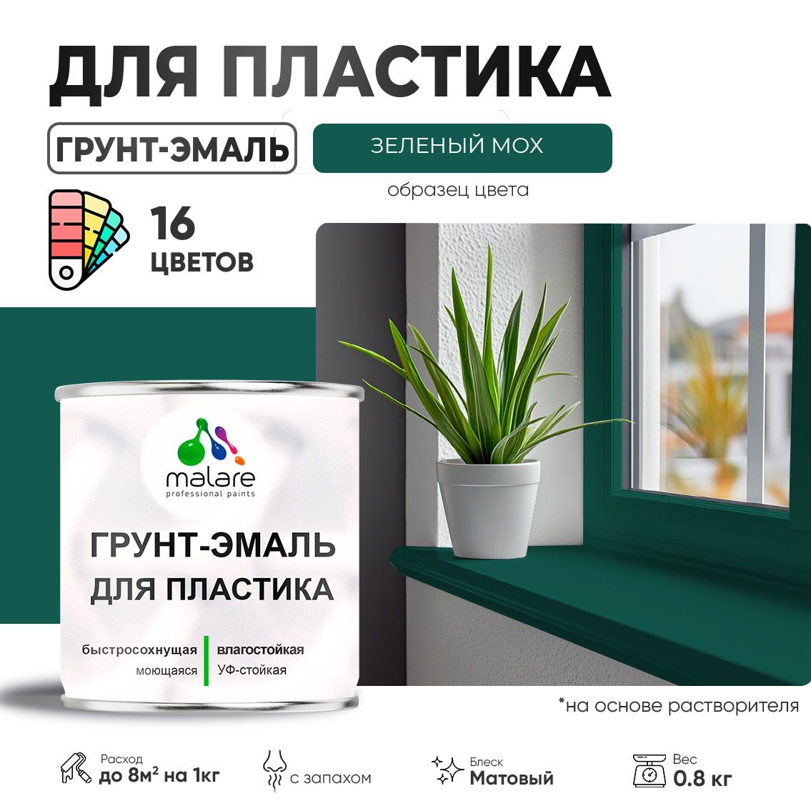 Акрилсополимерная грунт-эмаль 3 в 1 для пластиковых поверхностей Malare