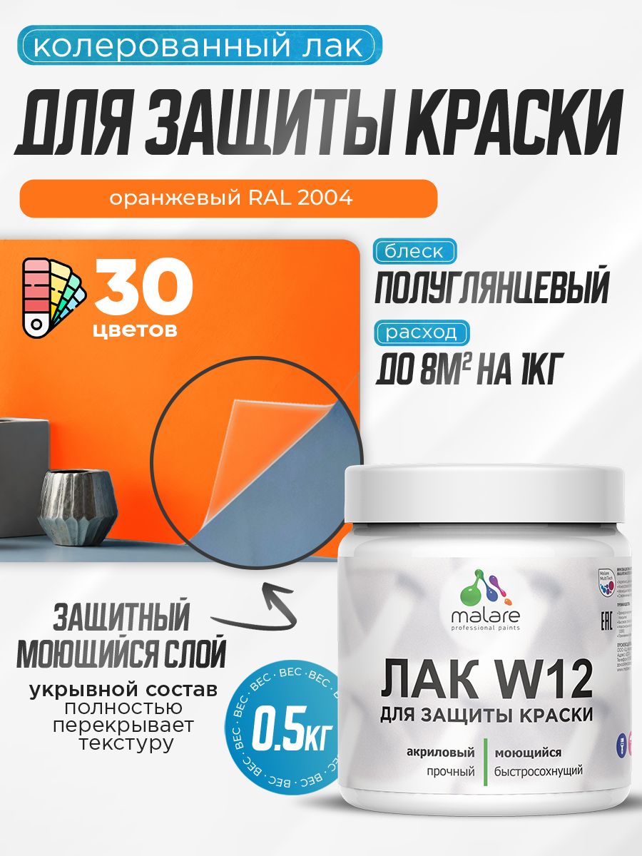 Акриловый водный колерованный лак для защиты краски Malare W12