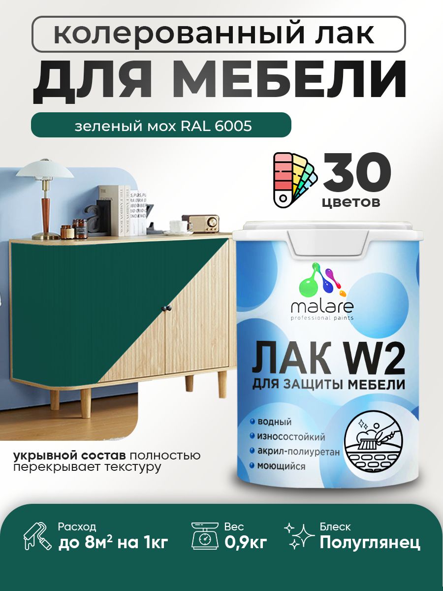 Акриловый водный колерованный лак для мебели и кухонных фасадов Malare W2