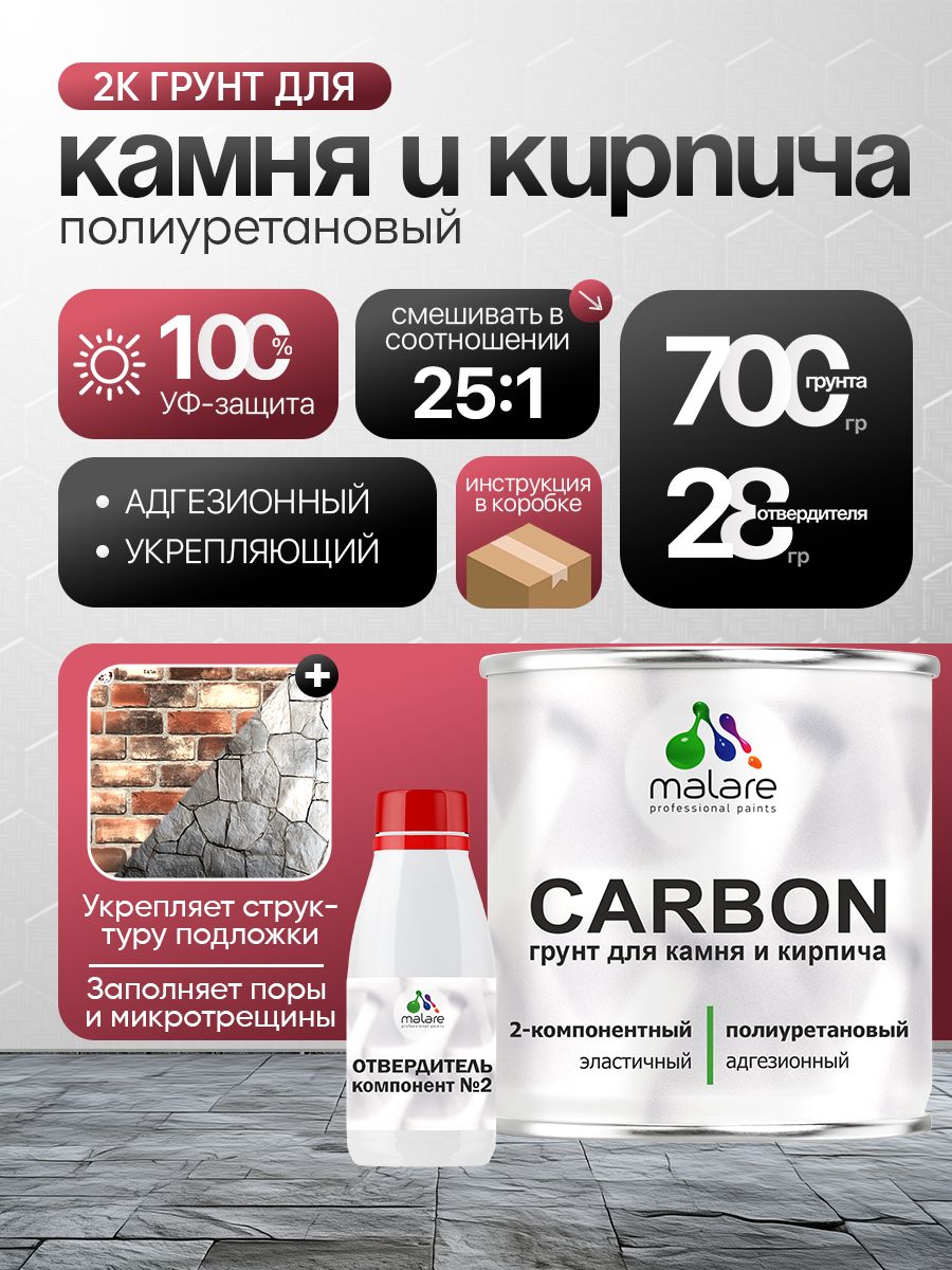 Полиуретановый грунт для камня и кирпича Malare CARBON