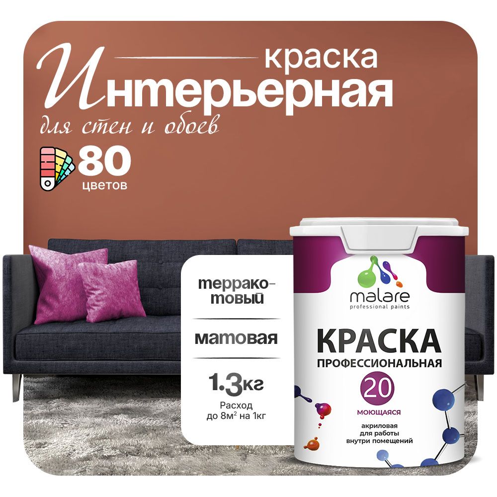 Акриловая краска для стен и обоев Malare ЕВРО 20