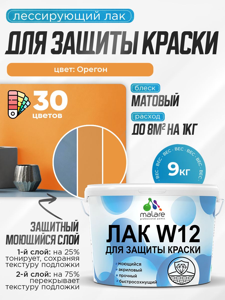 Акриловый водный колерованный лак для защиты краски Malare W12