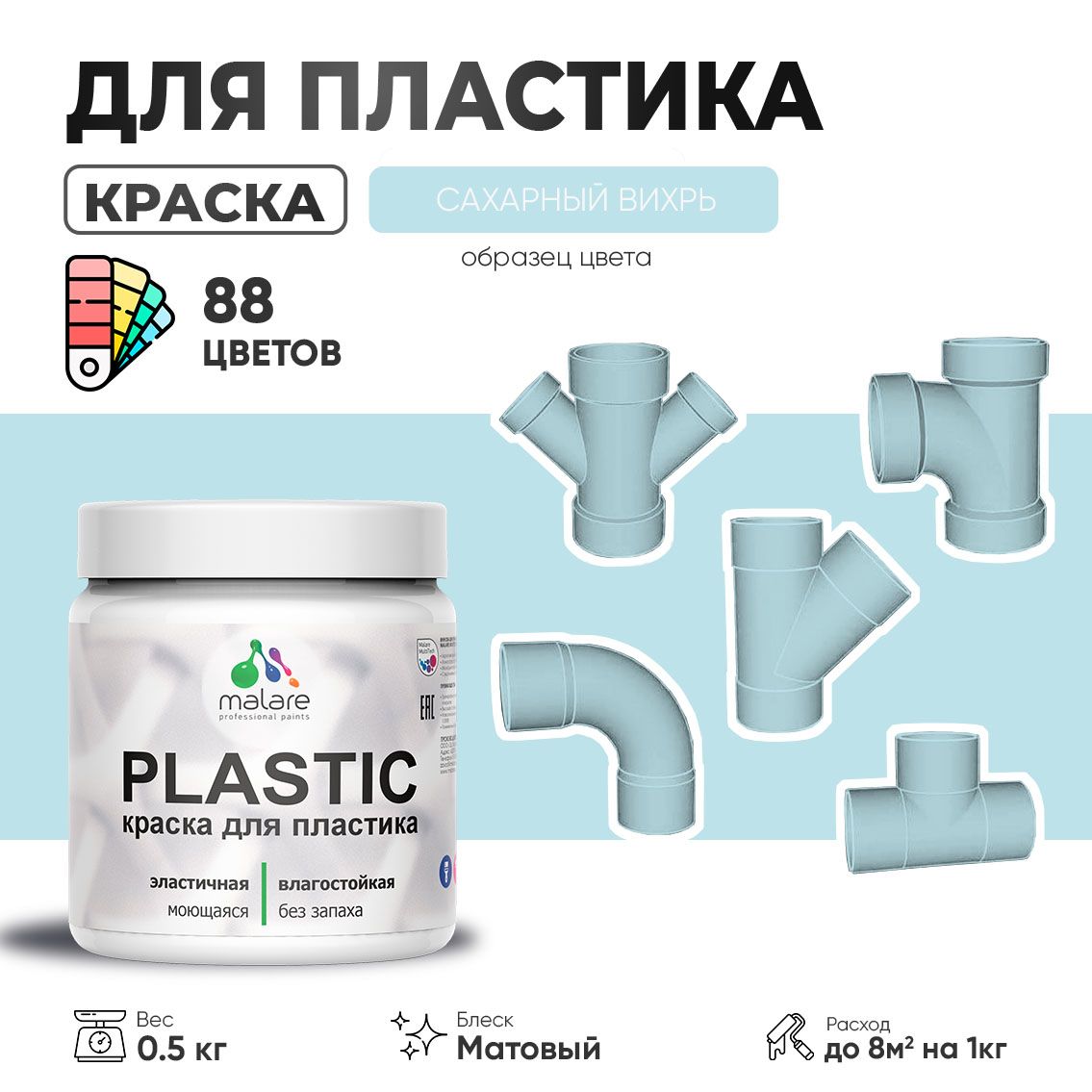 Акриловая краска для пластиковых поверхностей Malare PLASTIC