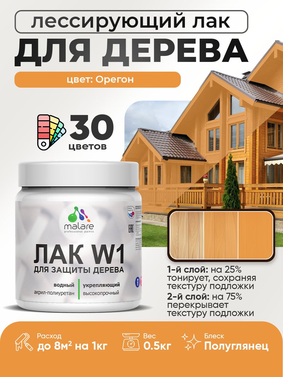 Акриловый водный колерованный лак для деревянных поверхностей Malare W1