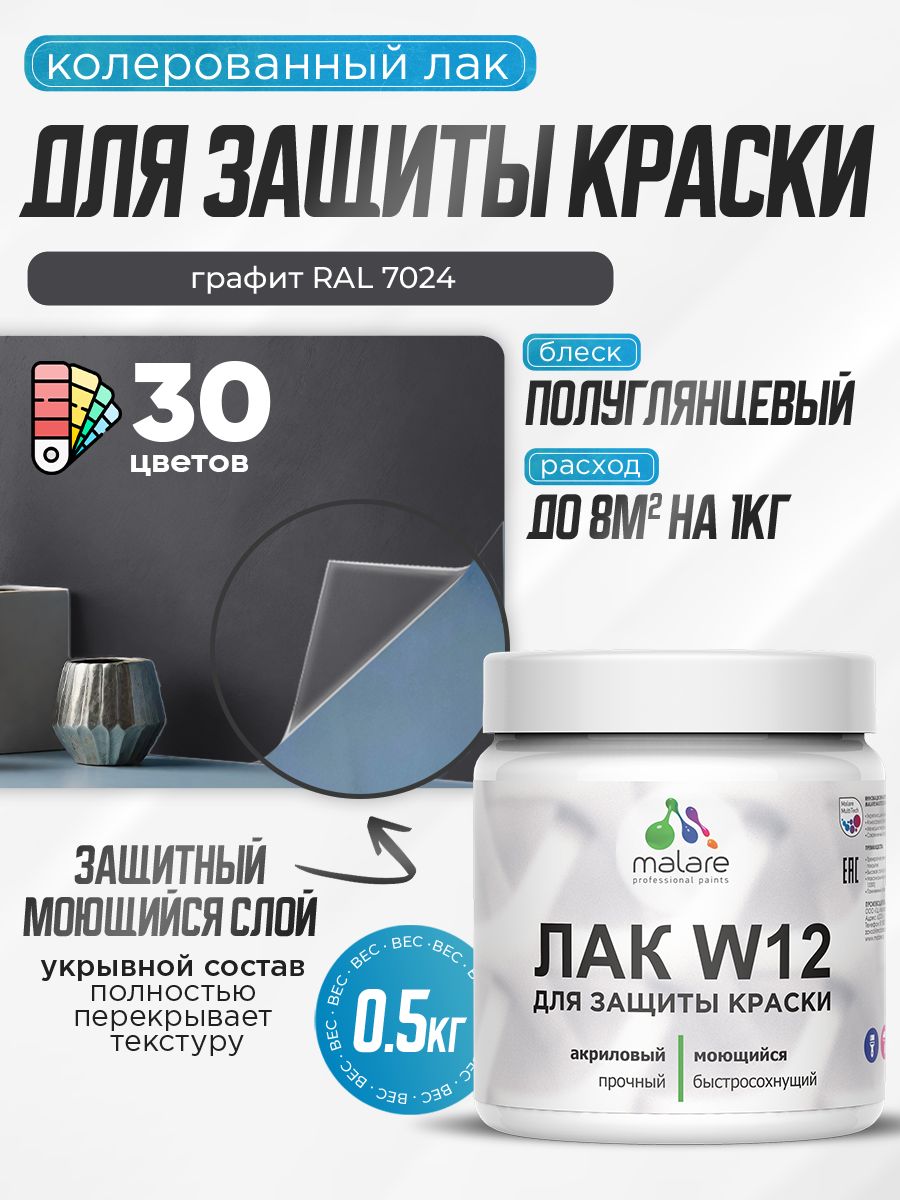 Акриловый водный колерованный лак для защиты краски Malare W12