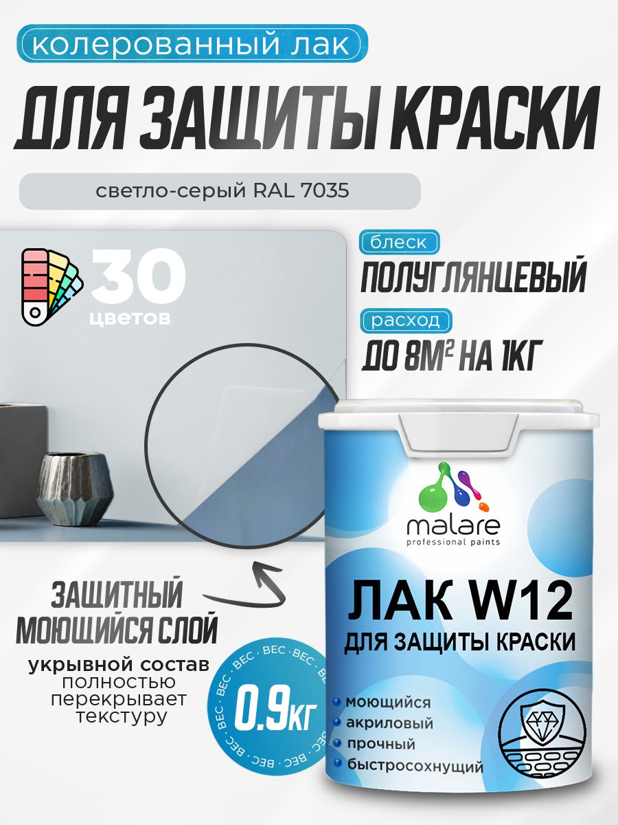 Акриловый водный колерованный лак для защиты краски Malare W12