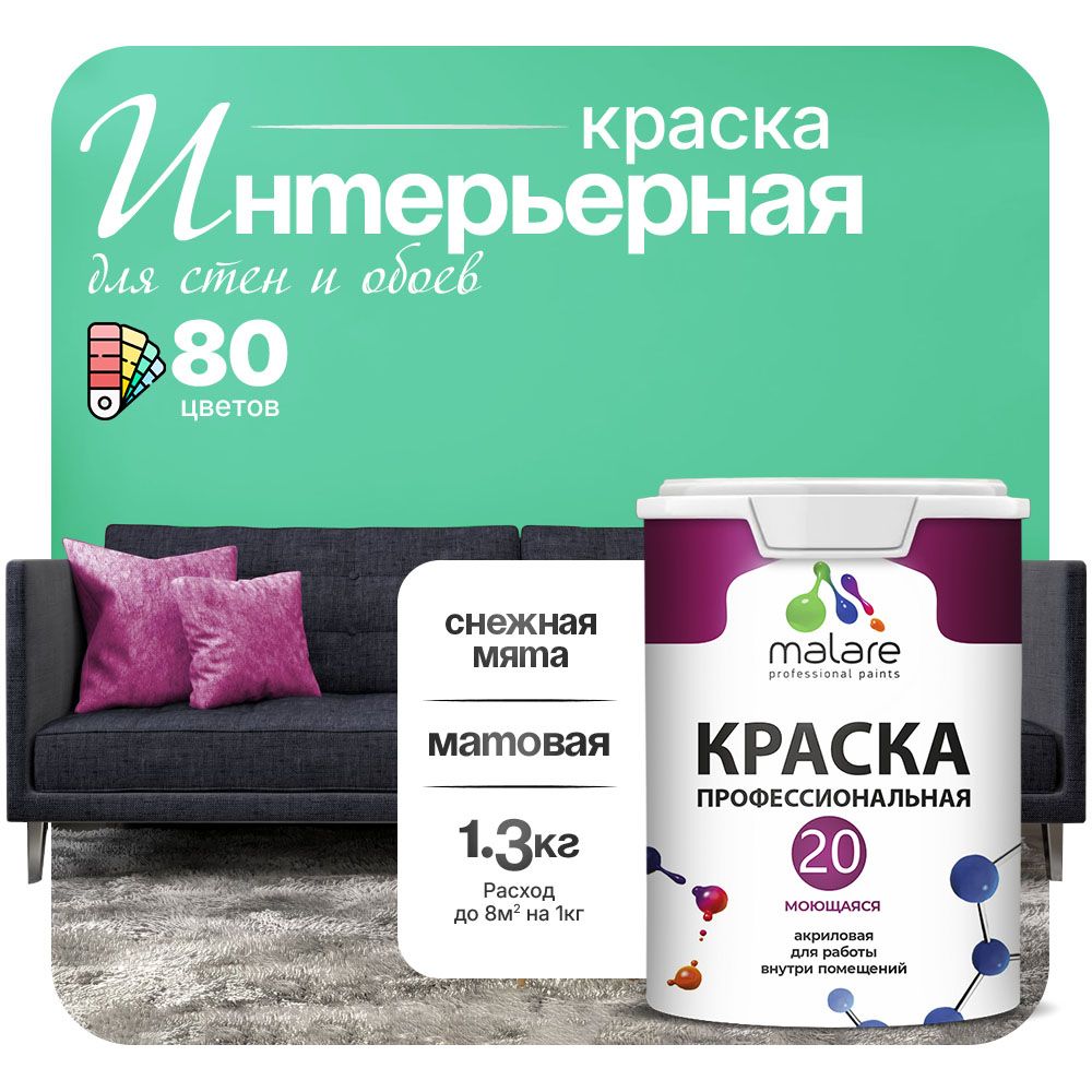 Акриловая краска для стен и обоев Malare ЕВРО 20