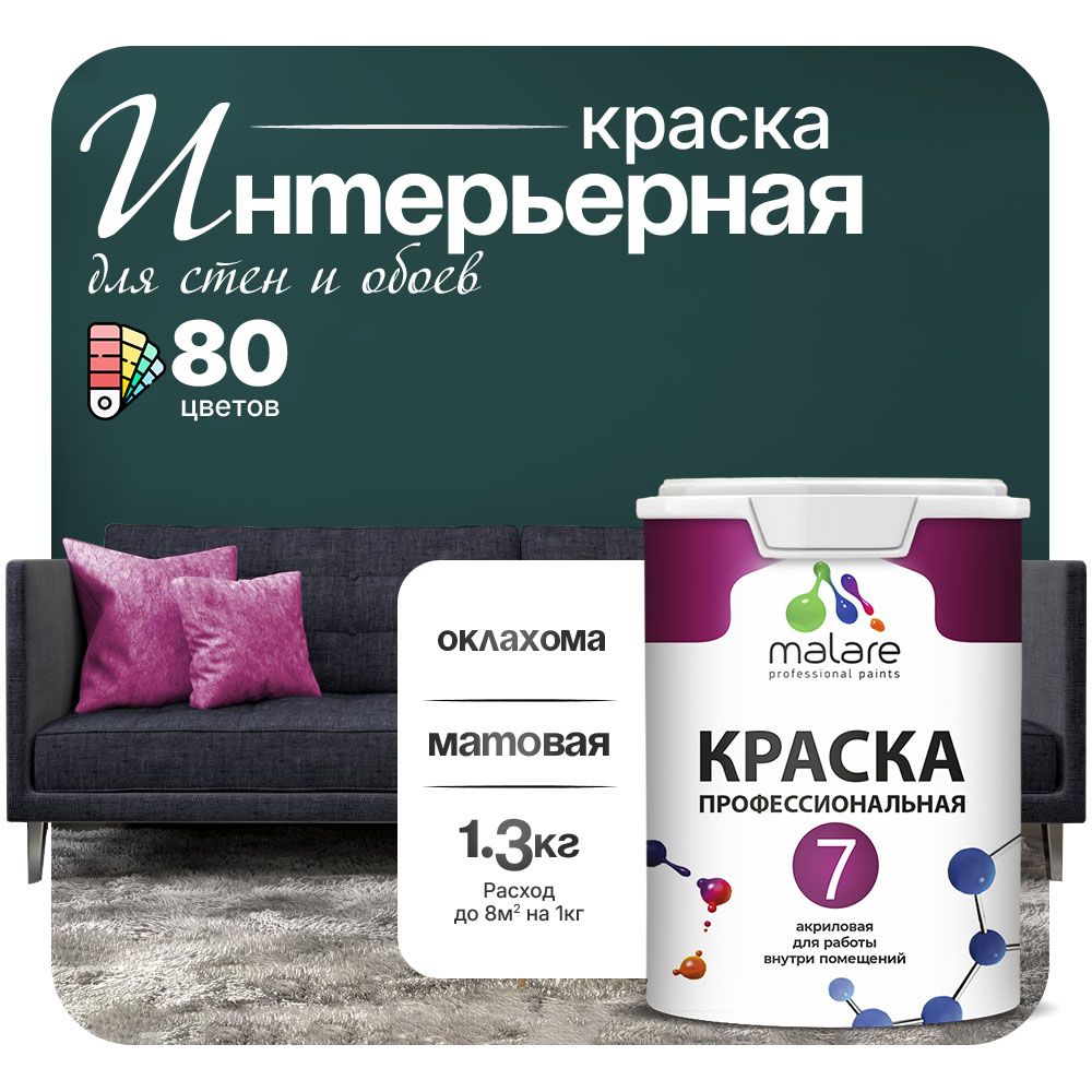 Акриловая краска для стен и обоев Malare ЕВРО 3