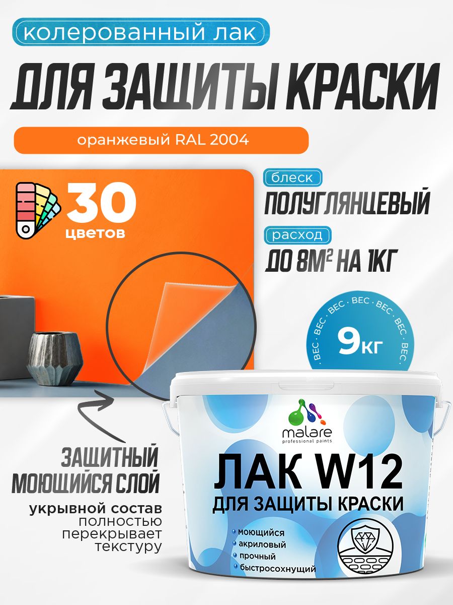 Акриловый водный колерованный лак для защиты краски Malare W12