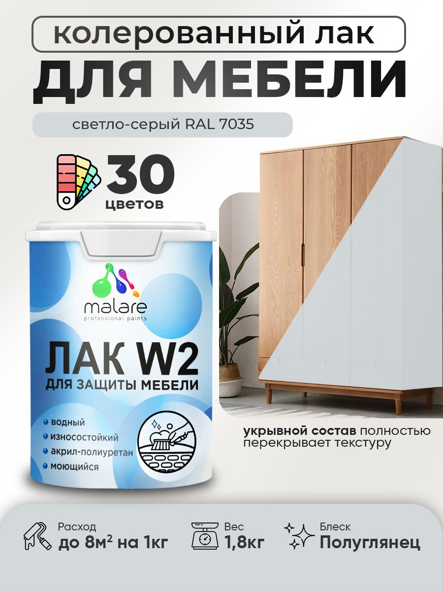 Акриловый водный колерованный лак для мебели и кухонных фасадов Malare W2