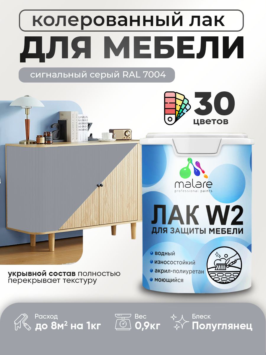 Акриловый водный колерованный лак для мебели и кухонных фасадов Malare W2